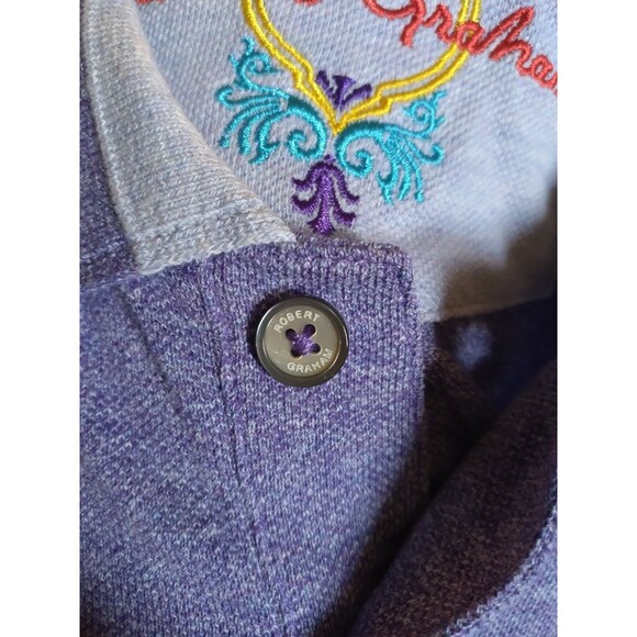 Robert Graham Knowledge Wisdom Truth Polo Shirt Heathered Light Purple Men Sz-XL - Picture 5 of 9